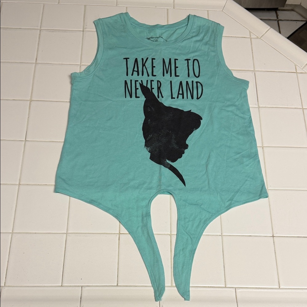 Disney Aqua Peter Pan Tank Top with Tie Front